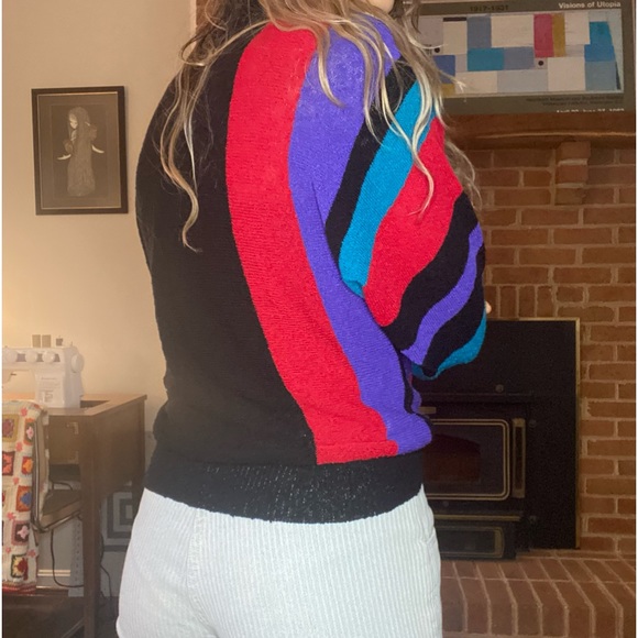Vintage 90s West Coast Connection Lightweight Colorblock Art Turtleneck … - Picture 6 of 16